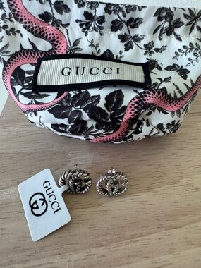 Gucci Silver Twisted Rope Knot Stud Earrings